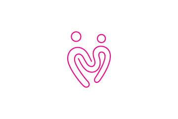 people love care logo in continuous line design style