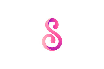 S letter logo with pink gradient color in minimalistic design