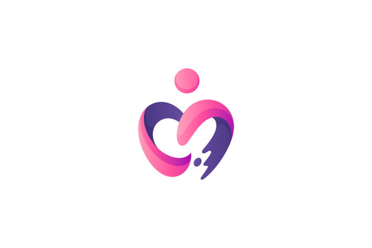 people heart care logo with splash effect in modern design style