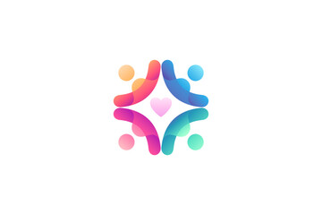 Group logo or community of people in colorful geometric design concept