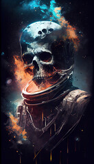 Fototapeta na wymiar portrait of the skull in astronaut suit