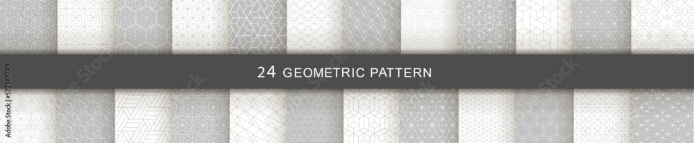 Wall mural set of geometric seamless patterns. abstract geometric hexagonal graphic design print 3d cubes patte