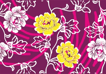 Behang Indonesian batik motifs with very distinctive plant patterns © Niyaska