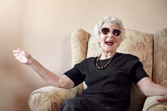 These Chicks Have Nothing On Me. Shot Of A Cool Senior Woman At Home.