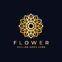 Minimalist elegant vector gold flower logo