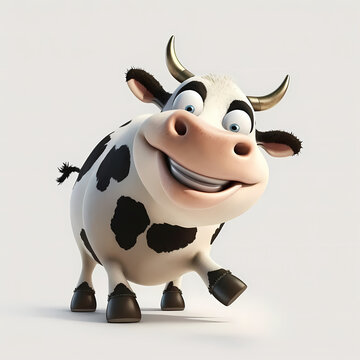 Cow Isolated On White Background. Generative AI