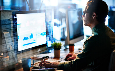 Working on brand new code. Cropped shot of a male computer programmer working on new code.