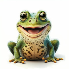 Obraz premium Happy Frog Isolated On White Background. Generative AI