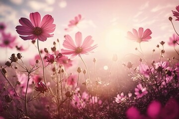 pink flowers in the morning