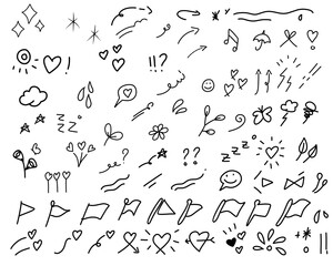 Fototapeta na wymiar Set hand drawn ornament illustration decoration doodle glitter star heart arrow handdrawn cute material