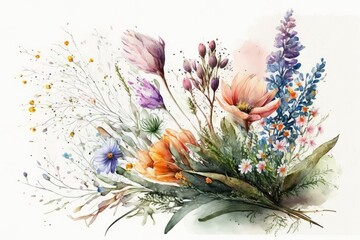 Spring Flowers Watercolor art