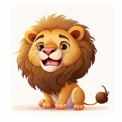 Lion Isolated On White Background. Generative AI