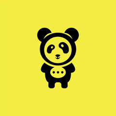 Panda bear silhouette Logo design vector template.