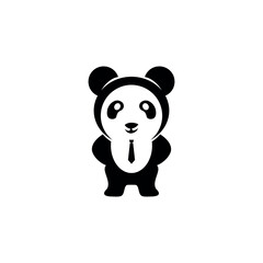 Fototapeta na wymiar Panda bear silhouette Logo design vector template.