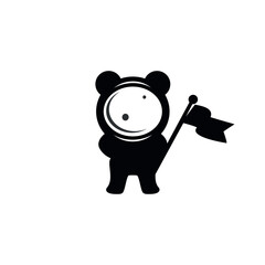 Panda bear silhouette Logo design vector template.