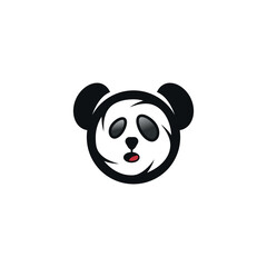 Panda bear silhouette Logo design vector template.