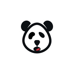 Panda bear silhouette Logo design vector template.