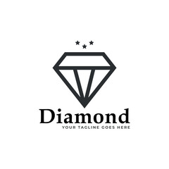 Fototapeta premium Diamond Icon in Flat Style. Logo Design.