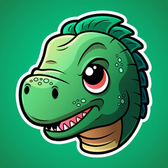 Cute dinossaur face logo design in cartoon style wild animal