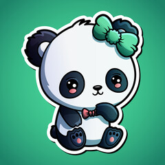 Cute panda cartoon illustration in sticker design baby wild animal