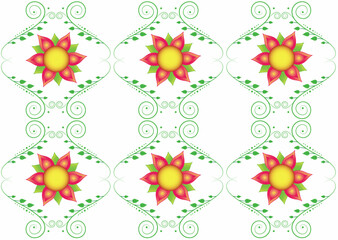 Fototapeta na wymiar Seamless ornamental pattern. Fabric sunflower floral design.