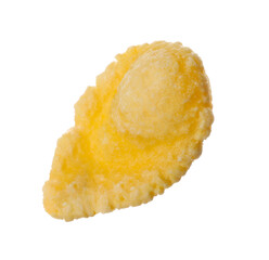 One tasty crispy corn flake isolated on white