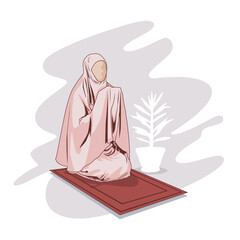 Serious muslim woman praying to Allah