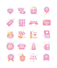 Pink Gradient Icon Set for Mother's Day