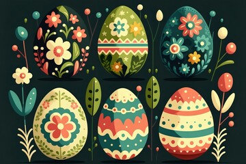 Minimalistic dyed easter eggs illustration