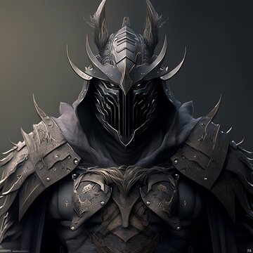 Muscular Fantasy Character Knight Wearing Elaborate Metal Armor Generative AI