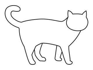 立ち止まってこちらを見ている猫のシルエット（白）