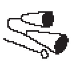 Pixel art Agogo. This is an idiophone musical instrument, it is composed of two iron bells connected together by the vertices used in the Capoeira sport. Vector illustration isolated