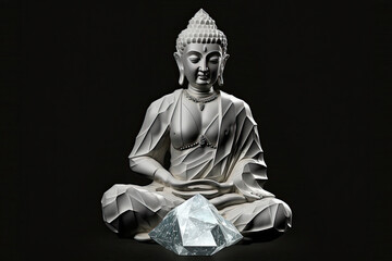 Diamond buddha statue, generative AI