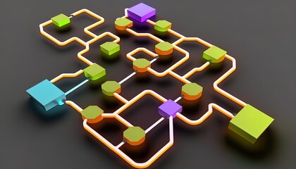 Digital flow chart management process connected lab created with generative ai technology