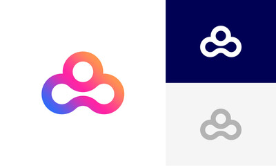 cloud tech logo icon design vector