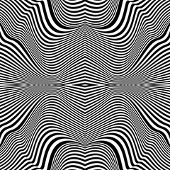 Black abstract wavy oblique stripes. Optical illusion with psychedelic stripes. Line art pattern.Trendy element for posters, social media, logo, frames, broshure, promotion, flyer, covers, banners