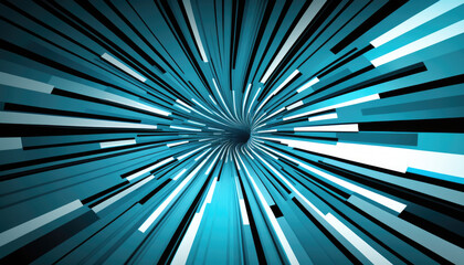 Blue Warp Speed Tube with Tiled Lined. Generative AI.