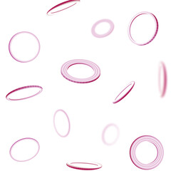 Onion rings on transparent and white background