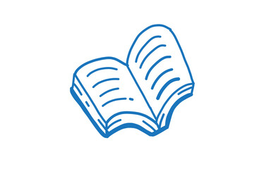 A BOOK  Doodle art illustration with black and white style.