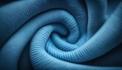 Cotton Cloth Structure Macro Blue. Generative AI.