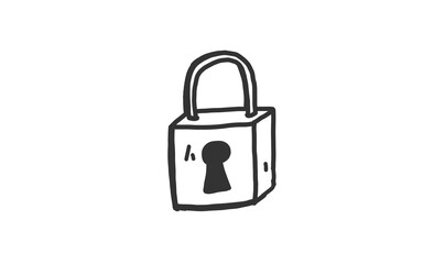 PADLOCK Doodle art illustration with black and white style.