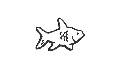 FISH Doodle art illustration with black and white style.