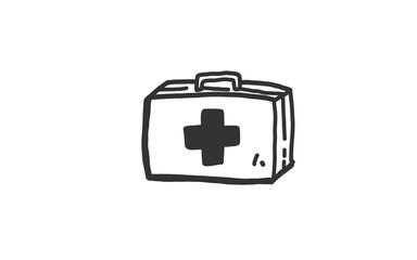 AID CASE Doodle art illustration with black and white style.