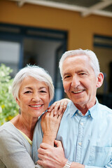 Still in love after all these years. Portrait of a happy senior couple outdoors.