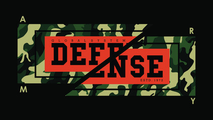 defense, vector image and typography illustration design graphic printing