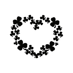 Frame of shape heart for St. Patrick's Day with shamrock Vector illustration
