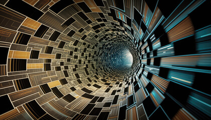 Abstract Tiled Warp Tunnel. Generative AI.
