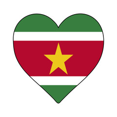 Suriname Heart Shape Flag. Love Suriname. Visit Suriname. South America. Latin America. Vector Illustration Graphic Design.