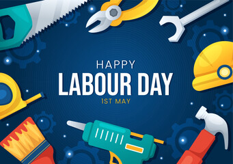 Happy Labor Day on 1 May Illustration with Different Professions and Thank You to All Workers for Your Hard Work in Flat Cartoon Hand Drawn Templates