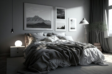Grey color theme latest  trendy bed